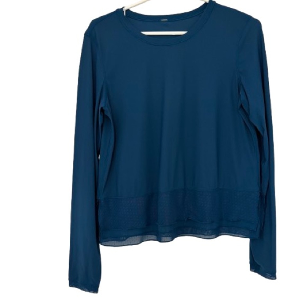 Women's Lululemon Sole Training Long Sleeve Poseidon Teal Blue Medium Fit